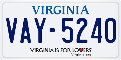 VA license plate VAY5240