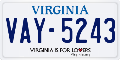 VA license plate VAY5243