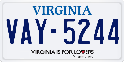 VA license plate VAY5244