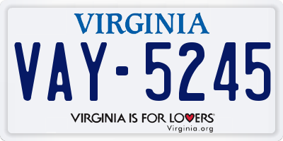 VA license plate VAY5245