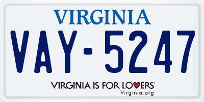 VA license plate VAY5247