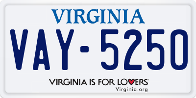 VA license plate VAY5250