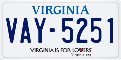 VA license plate VAY5251