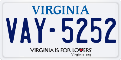 VA license plate VAY5252