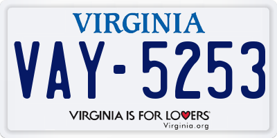 VA license plate VAY5253