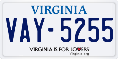 VA license plate VAY5255