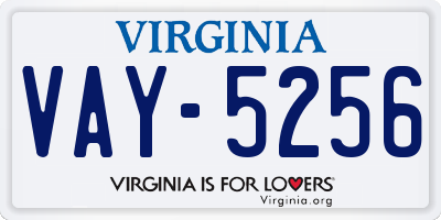 VA license plate VAY5256