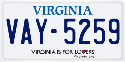 VA license plate VAY5259