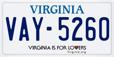 VA license plate VAY5260