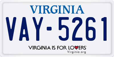 VA license plate VAY5261