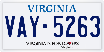 VA license plate VAY5263