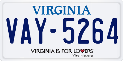 VA license plate VAY5264