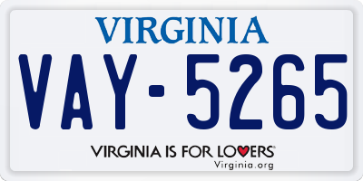 VA license plate VAY5265