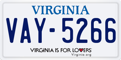 VA license plate VAY5266