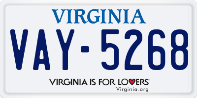 VA license plate VAY5268