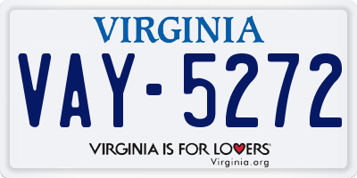 VA license plate VAY5272