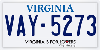 VA license plate VAY5273