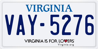 VA license plate VAY5276