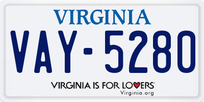 VA license plate VAY5280