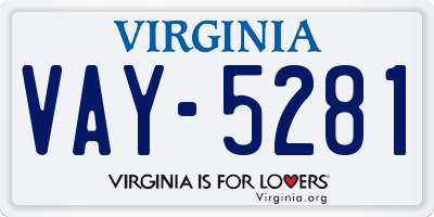 VA license plate VAY5281