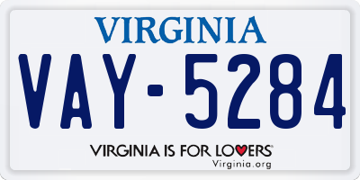 VA license plate VAY5284