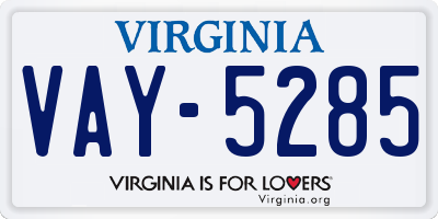 VA license plate VAY5285