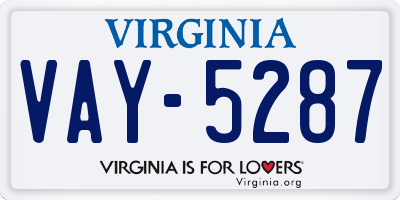 VA license plate VAY5287