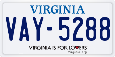 VA license plate VAY5288