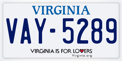 VA license plate VAY5289