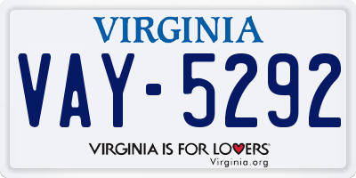 VA license plate VAY5292
