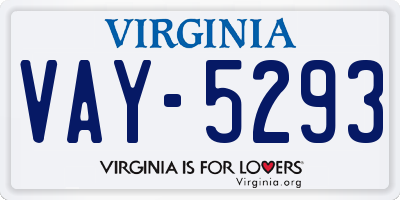 VA license plate VAY5293
