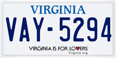 VA license plate VAY5294