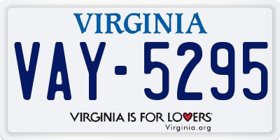 VA license plate VAY5295