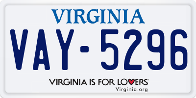 VA license plate VAY5296