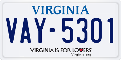 VA license plate VAY5301