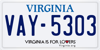 VA license plate VAY5303
