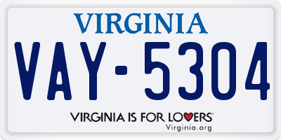 VA license plate VAY5304