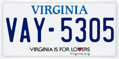 VA license plate VAY5305