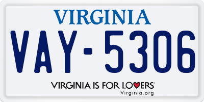 VA license plate VAY5306