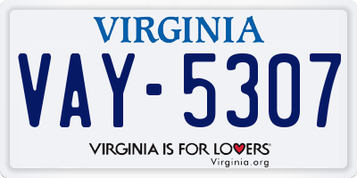 VA license plate VAY5307