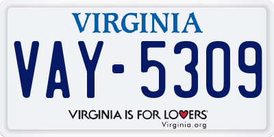 VA license plate VAY5309