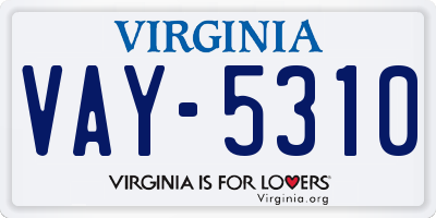 VA license plate VAY5310