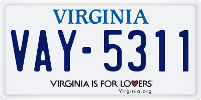 VA license plate VAY5311