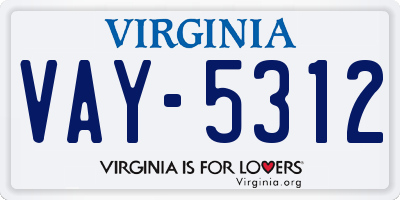 VA license plate VAY5312