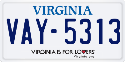 VA license plate VAY5313
