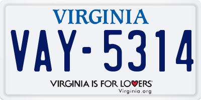 VA license plate VAY5314