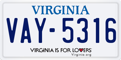 VA license plate VAY5316