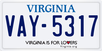 VA license plate VAY5317
