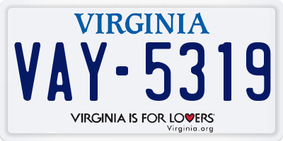 VA license plate VAY5319