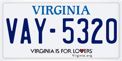 VA license plate VAY5320